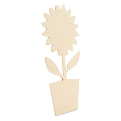 Woodpeckers Crafts, DIY Unfinished Wood 14" Sunflower in Pot Cutout Pack of 3 Image 1