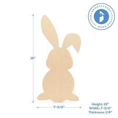 Woodpeckers Crafts, DIY Unfinished Wood 16" Bunny Cutout Pack of 1 Image 1