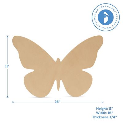 Woodpeckers Crafts, DIY Unfinished Wood 16" Butterfly Cutout Pack of 1 Image 2