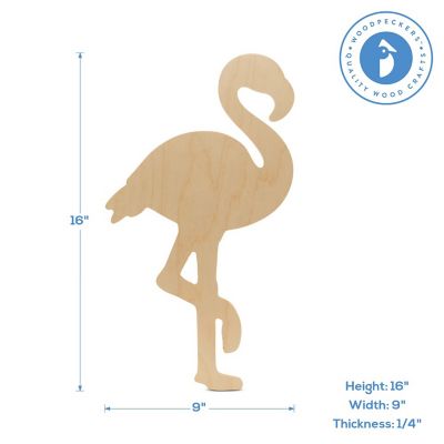 Woodpeckers Crafts, DIY Unfinished Wood 16" Flamingo Cutouts, Pack of 2 Image 2