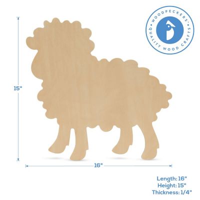 Woodpeckers Crafts, DIY Unfinished Wood 16" Lamb Cutout, Pack of 3 Image 2