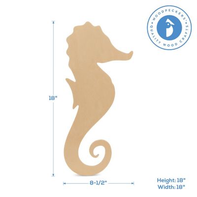 Woodpeckers Crafts, DIY Unfinished Wood 16" Seahorse Cutouts, Pack of 2 Image 2