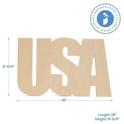 Woodpeckers Crafts, DIY Unfinished Wood 16" USA Cutouts, Pack of 2 Image 2