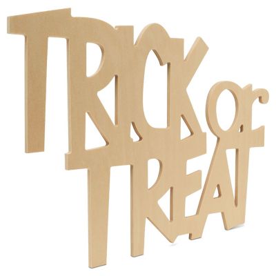 Woodpeckers Crafts, DIY Unfinished Wood 17" Trick or Treat Cutouts, Pack of 6 Image 1