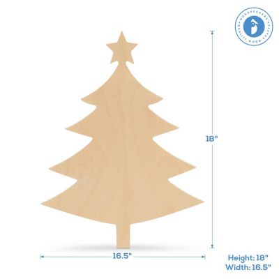 Woodpeckers Crafts, DIY Unfinished Wood 18" Christmas Tree with Star Cutout, Pack of 3 Image 2