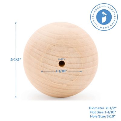 Woodpeckers Crafts, DIY Unfinished Wood 2-1/2" Ball Knob, Pack of 12 Image 3