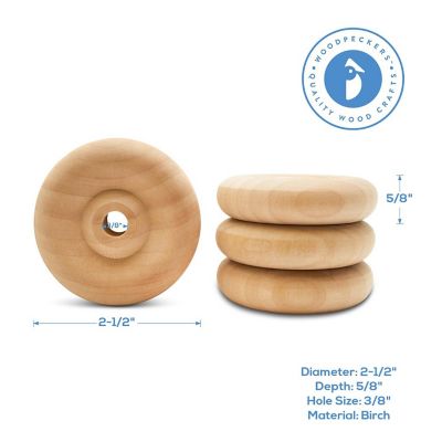 Woodpeckers Crafts, DIY Unfinished Wood 2-1/2" Classic Wheels Pack of 4 Image 3