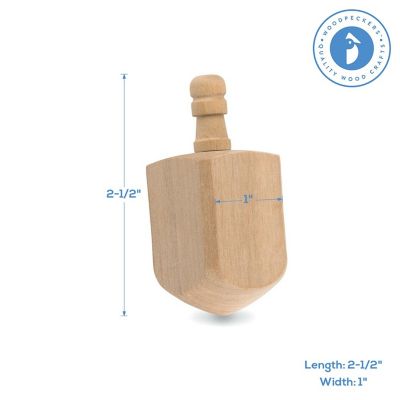 Woodpeckers Crafts, DIY Unfinished Wood 2-1/2" Dreidel, Pack of 10 Image 1