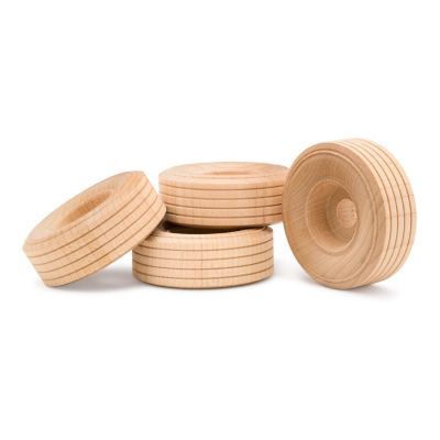 Woodpeckers Crafts, DIY Unfinished Wood 2-1/2" Treaded Wheels Pack of 12 Image 1