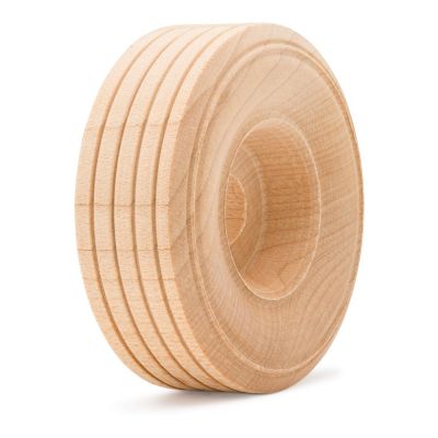 Woodpeckers Crafts, DIY Unfinished Wood 2-1/2" Treaded Wheels Pack of 4 Image 2