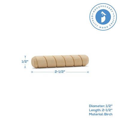 Woodpeckers Crafts, DIY Unfinished Wood 2-1/2" x 1/2" Spiral Dowel Pin, Pack of 250 Image 1