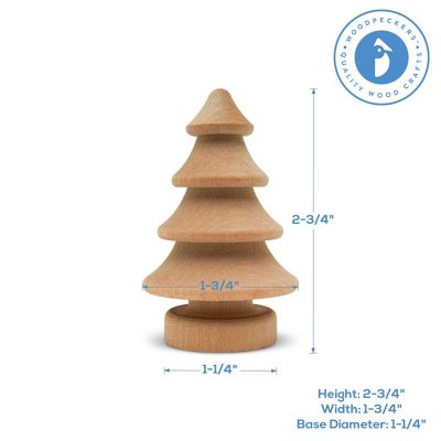 Woodpeckers Crafts, DIY Unfinished Wood 2-3/4" Pine Tree, Pack of 25 Image 2