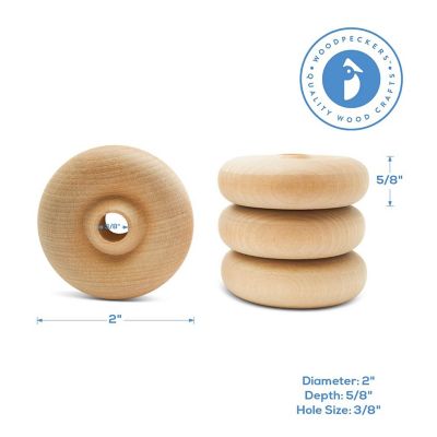Woodpeckers Crafts, DIY Unfinished Wood 2", 3/8" Hole Classic Wheels Pack of 12 Image 3