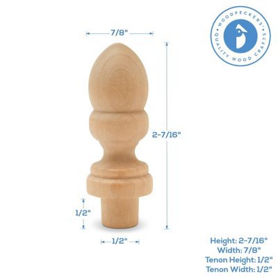 Woodpeckers Crafts, DIY Unfinished Wood 2-7/16" Finial, Pack of 25 Image 3