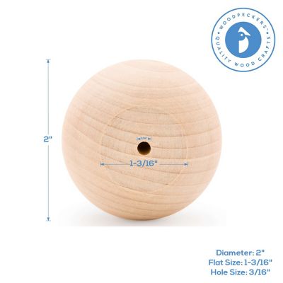 Woodpeckers Crafts, DIY Unfinished Wood 2" Ball Knob, Pack of 25 Image 3