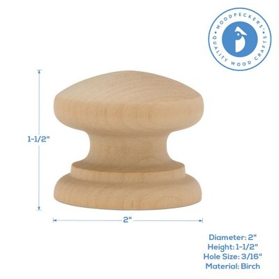 Woodpeckers Crafts, DIY Unfinished Wood 2" British Knob, Pack of 25 Image 1