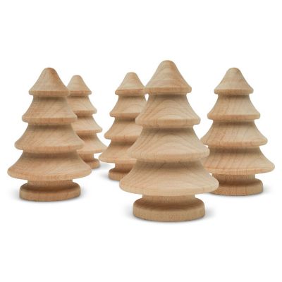 Woodpeckers Crafts, DIY Unfinished Wood 2" Pine Tree, Pack of 25 Image 1