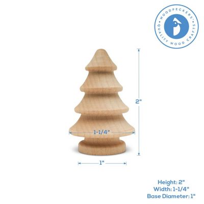 Woodpeckers Crafts, DIY Unfinished Wood 2" Pine Tree, Pack of 25 Image 2