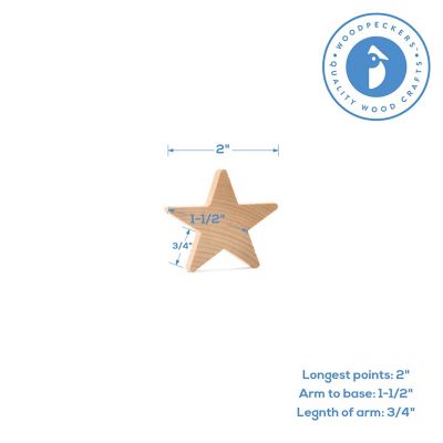 Woodpeckers Crafts, DIY Unfinished Wood 2" Star, Pack of 50 Image 3