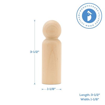 Woodpeckers Crafts, DIY Unfinished Wood 3-1/2" Man Peg Dolls, Pack of 50 Image 2