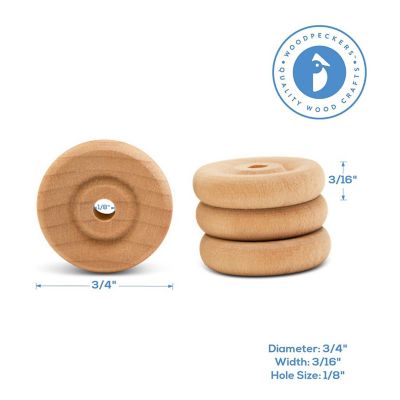 Woodpeckers Crafts, DIY Unfinished Wood 3/4", 1/8" Hole Classic Wheels Pack of 100 Image 3