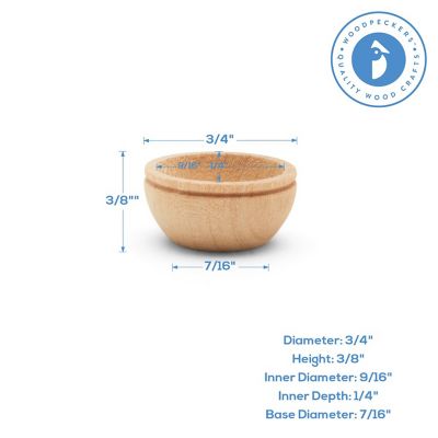 Woodpeckers Crafts, DIY Unfinished Wood 3/4" Bowl, Pack of 50 Image 3
