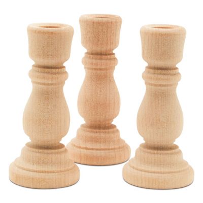 Woodpeckers Crafts, DIY Unfinished Wood 3" Candlestick, Pack of 12 Image 1