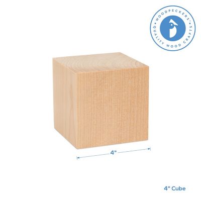 Woodpeckers Crafts, DIY Unfinished Wood 4" Cube, Pack of 3 Image 2