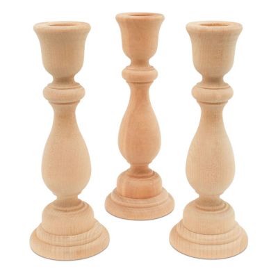 Woodpeckers Crafts, DIY Unfinished Wood 6-3/4" Candlestick, Pack of 10 Image 1
