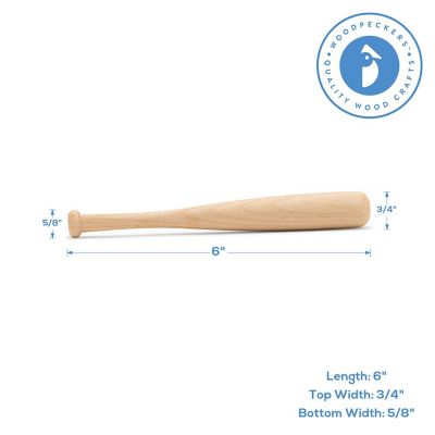 Woodpeckers Crafts, DIY Unfinished Wood 6" Baseball Bat, Pack of 4 Image 3