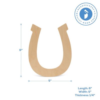 Woodpeckers Crafts, DIY Unfinished Wood 6" Horseshoe Cutout, Pack of 12 Image 2
