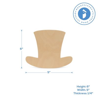 Woodpeckers Crafts, DIY Unfinished Wood 6" Leprechaun Hat Cutout, Pack of 12 Image 2