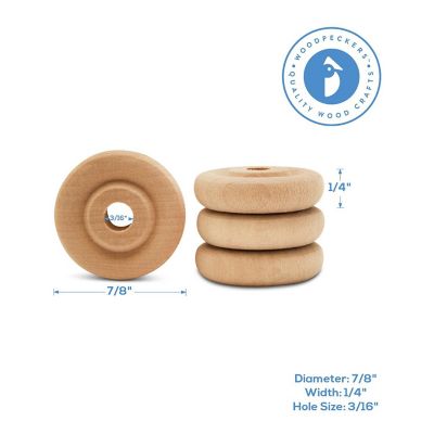 Woodpeckers Crafts, DIY Unfinished Wood 7/8", 3/16" Hole Classic Wheels Pack of 50 Image 3