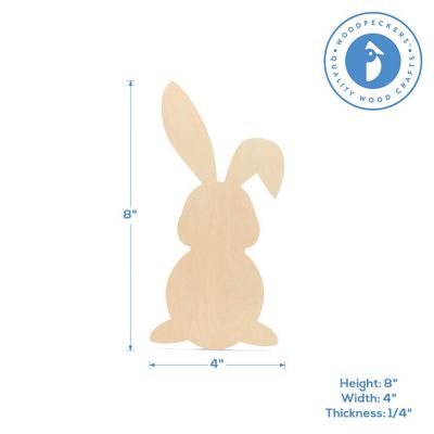 Woodpeckers Crafts, DIY Unfinished Wood 8" Bunny Cutout Pack of 6 Image 1