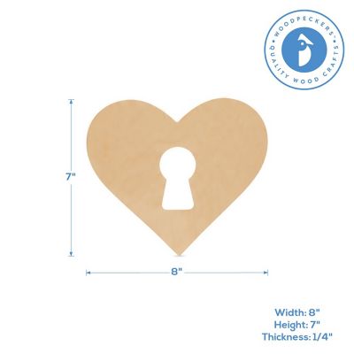 Woodpeckers Crafts, DIY Unfinished Wood 8" Heart with Keyhole Cutout, Pack of 12 Image 2
