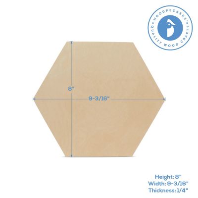 Woodpeckers Crafts, DIY Unfinished Wood 8" Hexagon Pack of 25 Image 2