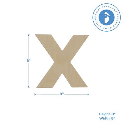 Woodpeckers Crafts, DIY Unfinished Wood 8" Letter X, Pack of 5 Image 1