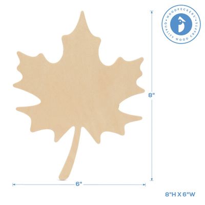 Woodpeckers Crafts, DIY Unfinished Wood 8" Maple Leaf Cutout Pack of 12 Image 2
