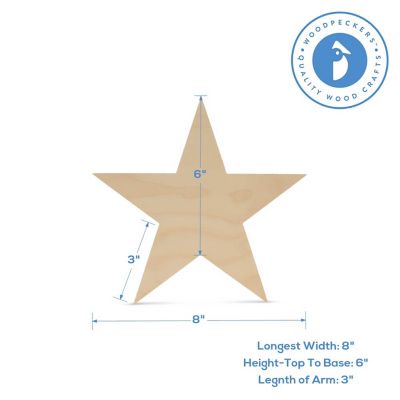 Woodpeckers Crafts, DIY Unfinished Wood 8" Star Cutout, Pack of 10 Image 3