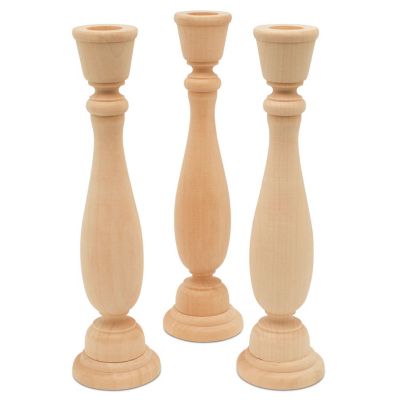 Woodpeckers Crafts, DIY Unfinished Wood 9" Candlestick, Pack of 4 Image 1