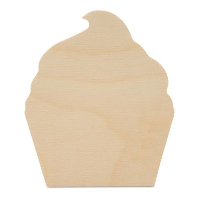 Woodpeckers Crafts, DIY Unfinished Wood  Cupcake Chunky Cutout Pack of 2 Image 1