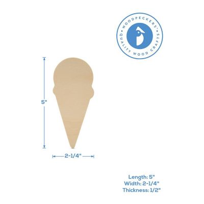 Woodpeckers Crafts, DIY Unfinished Wood  Ice Cream Chunky Cutout Pack of 2 Image 3