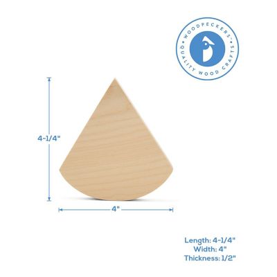 Woodpeckers Crafts, DIY Unfinished Wood  Pie Slice Chunky Cutout Pack of 2 Image 3