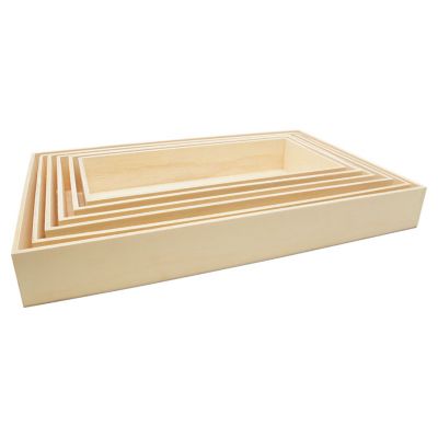 Woodpeckers Crafts, DIY Unfinished Wood Set of 6 Rectangular Trays with No Handles, Pack of 2 Image 1