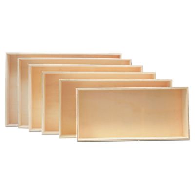 Woodpeckers Crafts, DIY Unfinished Wood Set of 6 Rectangular Trays with No Handles Image 1