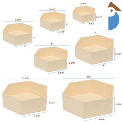 Woodpeckers Crafts, DIY Unfinished Wood Set of 7 Hexagon Trays, Pack of 2 Image 3