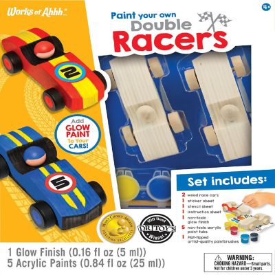 Works of Ahhh... Double Racecars Wood Craft Paint Set for kids Image 1