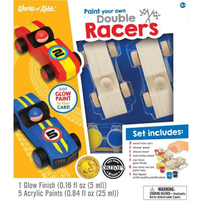 Works of Ahhh... Double Racecars Wood Craft Paint Set for kids Image 1