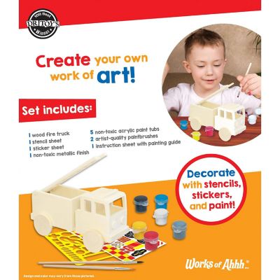 Works of Ahhh... Firetruck Wood Paint Set for Kids and Families Image 3