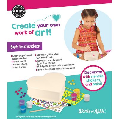 Works of Ahhh... Heart Shaped Box Wood Craft Paint Set for kids Image 3
